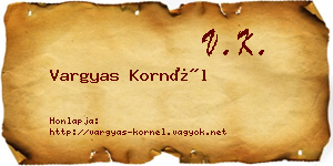 Vargyas Kornél névjegykártya