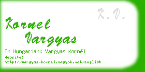 kornel vargyas business card